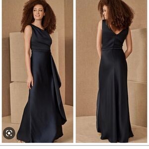 BHLDN black Espen maxi formal gown sleeveless satin feel 10 goth Whimsigoth